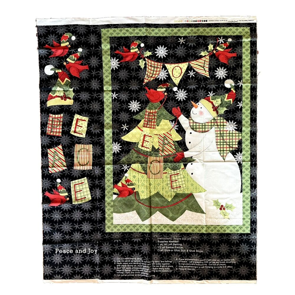 Steele Creek Studio Peace and Joy Christmas Quilt Panel Fabric Snowman CP50693